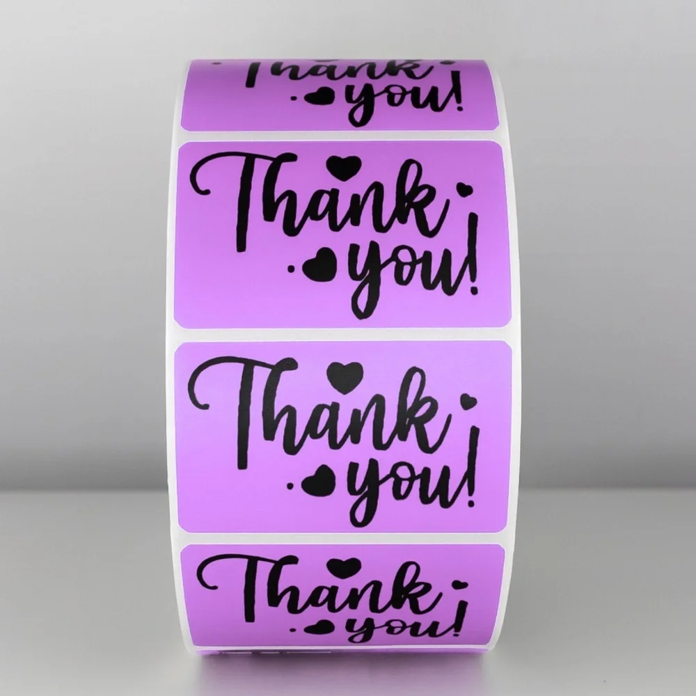 Thank You Stickers Purple Heart | Small Business Packaging Labels Cute